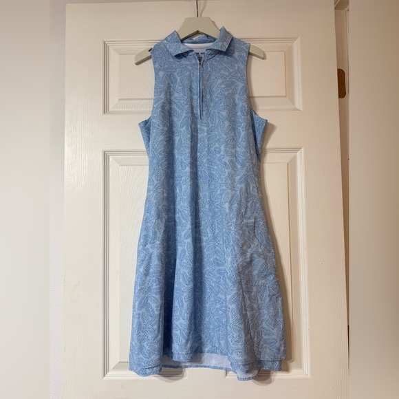 NEW Peter Millar Crown Sport Carner Sport Dress COTTAGE BLUE PALM FROND Size XS - Picture 1 of 8
